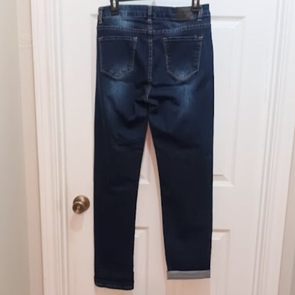 L&B Boyfriend Indigo Blue Jeans with gold sequence, size 10 - Picture 5 of 7